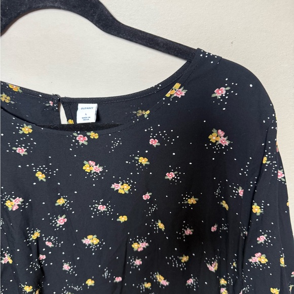 Old Navy Black Floral Long Sleeve Dress - Picture 2 of 4